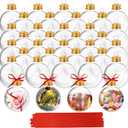 36 Pcs 2.76 Inch Hanging Clearss Plastic Fillable Ornament Balls, Removable Top Clearss Hanging Ornaments Ball, Round Clearss Ball Ornament for Christmas Tree Home Decoration Wedding Party
