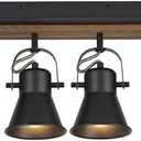 6-Light Track Light Fixtures Ceiling/Wall Mount, Adjustable Spotlight, Industrial Black Kitchen Lighting for Living Room, Dining Room, Hallway, Bathroom