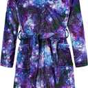 Funnycokid Boys Space Robes Kids Galaxy Bathrobe Hooded Fleece Pajamas Size 10 12 Flannel Sleepwear 10-12 Years