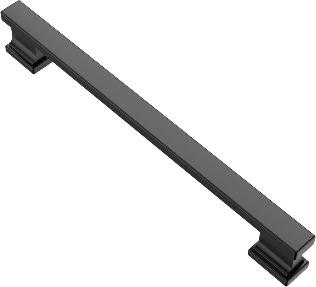 Alzassbg 10 Pack Matte Black Cabinet Pulls, 7 Inch(177.8mm) Hole Centers Kitchen Cabinet Handles for Cabinets and Drawers AL3061MB