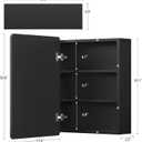 TEENFON Medicine Cabinet Mirror with 2 Adjustable Shelves, Bathroom Mirror with Storage, Recessed or Wall Mount Bathroom Cabinet, Black, 17in x 23in