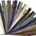 Wonesifee Metal Zippers 12pcs #3 Antique Brass Close-end Non-Separating Zippers Assorted Colorful for Purses Bags Pockets Handbags DIY Sewing Craft Mixed 6Colors 2pcs Each (6colors, 10inch-12pcs)