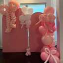 Pink Bow Balloon Arch Kit 155PCS Pastel Pink and White Balloon Garland with Long Magic Balloon for Girls Coquette Birthday Baby Shower Decoration