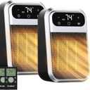 GiveBest 800W Wall Outlet Space Heater with Remote,LED Display Small Plug in Electric Heater with Adjustable Thermostat and Timer for rv and Home Office Bathroom Indoor Use,ETL Listed, 2 Pack, Black