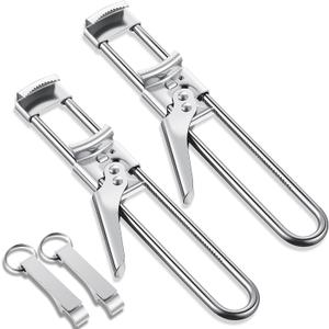 2PCS Adjustable Stainless Steel Jar Opener & 2PCS Keychain Bottle Cap Opener, Jar Openers for Seniors, Arthritis, Men, Kids, Weak Hands, Gripper Tight Lid Kitchen Gadgets