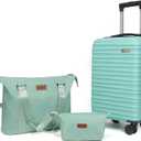 Luggage Set 3 Piece Luggage Set ABS hardshell Spinner Wheels Luggage Carry on Suitcase with Weekender bag & Toiletry bagMint Green, 20