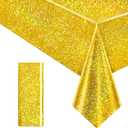 1 pcs Gold Holographic Party Tablecloths 40" x 108" Laser Shiny Table Cloths Plastic Glitter Foil Table Cover for Christmas Wedding Graduation Baby Shower 1920s Birthday Party Anniversary Supplies