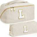 TOPEAST Travel Gifts for Women - Travel Makeup Bag, Cosmetic Bag Set Travel Toiletry Bag Birthday Gifts for Women (White L)