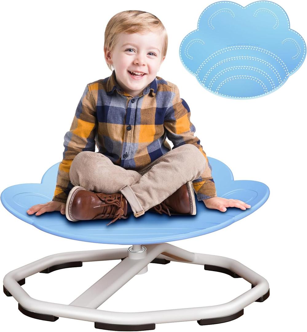 Qusases Sensory Swivel Chairs for Kids, Spinning Chair for Autistic Kids, Sit and Spin Sensory Toys, Training Body Coordination, Autism ADHD Chairs Indoor Outdoor Play Equipment (Blue), Medium