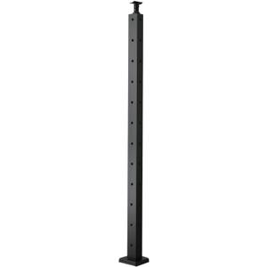 Cable Railing Post 42 Inch, Stainless Steel Corner Post with L-Shaped Holes, Black Deck Railing Kit, Horizontal & Curved Bracket, Stair Railing for Indoor/Outdoor - 1 Pack