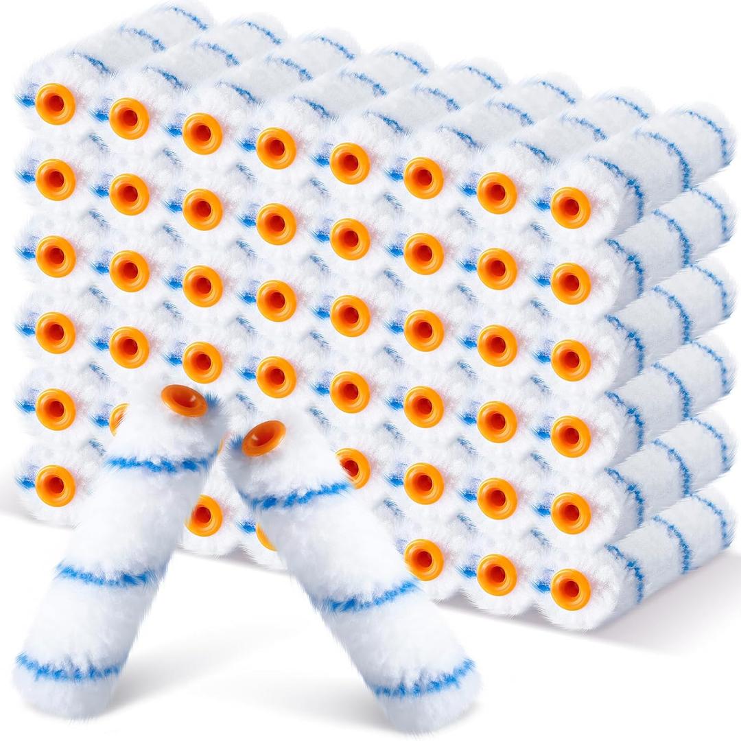Leumoi 50 Pcs 6 Inch Microfiber Mini Paint Rollers, Blue & White