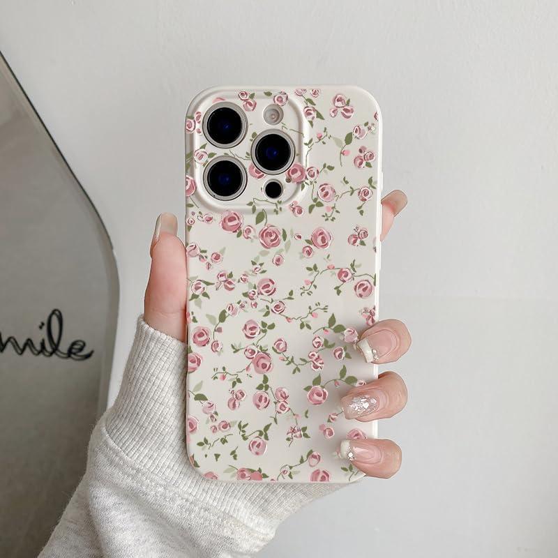 for iPhone 11 Pro Max Case Cute Flower Floral Light Pink Rose Design Vintage Shockproof Soft Women Girls Slim TPU Fashion Protective Phone Cover
