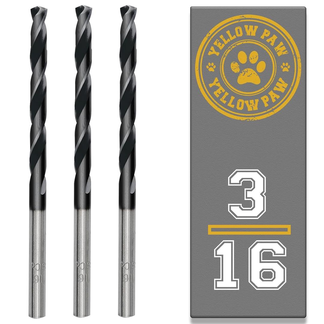 3/16 Inch Drill Bit (3 Pack) Industrial Grade M35 Cobalt Titanium Aluminum Nitrite - 3/16" Diameter & Total Length of 3-1/2" with Working Length of 2-5/16" Easily Drill Into Metal, Steel, & Aluminum