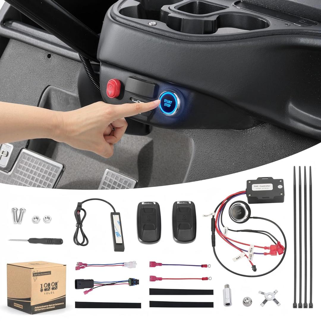 10L0L Golf Cart Keyless Ignition Switch with Remote Control for Yamaha G22 / G29, EZGO TXT, Club Car DS/Precedent 20-80V Electric Golf Carts