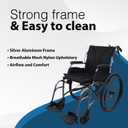 Dynarex Sleek Motion X-Light Lightweight Wheelchair - Transport Wheelchair for Adults, Foldable, 16" x 16" Seat, 300 lb. Weight Capacity, Aluminum Frame and Nylon Upholstery