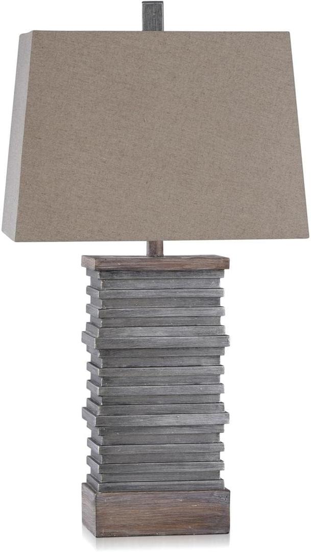 Stylecraft Home Collection Casual Stacked Plate Design Table Lamp - Slate & Sepia