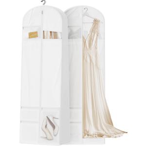 72inches Garment Bag with Zipper Pocket, Wedding Dress Bag for Gowns Long, White