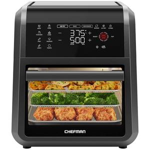 Chefman 12-Quart 6-in-1 Air Fryer Oven with Digital Timer, Touchscreen, and 12 Presets - Family Size Countertop Convection Oven, Dishwasher-Safe Parts