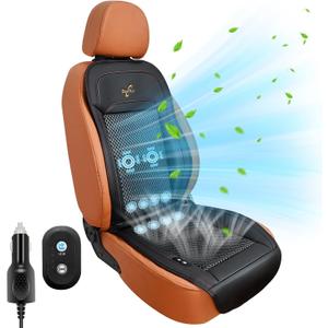 Cooling Car Seat Cover with Massage,12V-24V Cooling Car Seat Cushion for Summer Driving,8 Turbo Fans Ventilated AC Seat Cover for SUV Truck Universal Fit