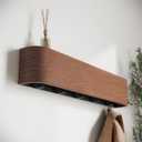 Kazai. Wall-Mounted Coat Rack 'Toke' - Modern Design Coat Rack with Hidden Wall Hooks - Solid Wood Veneer Panel Coat Hanger - Oak, Dark