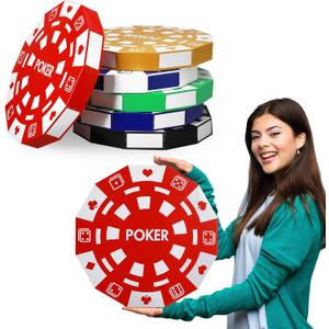 Silipull Giant Casino Decorations 15.7 Inch Large Paper Poker Chips Favor Boxes Jumbo Oversized Poker Game Theme Centerpieces for Tables Casino Birthday Party Decorations