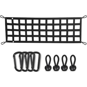 Lucky Straps Tailgate Net for Pickup Truck Bed, 60'' x 18'' Heavy Duty Tailgate Cargo Netting for Full Size Truck, Easy-to-use Tailgate Mesh for Chevrolet, Ford, Toyota, GMC, Jeep (Black)