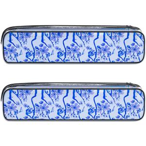 2 Pcs Mahjong Tile Bag Mahjong Racks for Tiles and Pushers Waterproof Tile Zippered Case PVC Clear Mah Jong Gifts, Empty Bag Only, 20 x 4.5 x 2.5(Style 3)