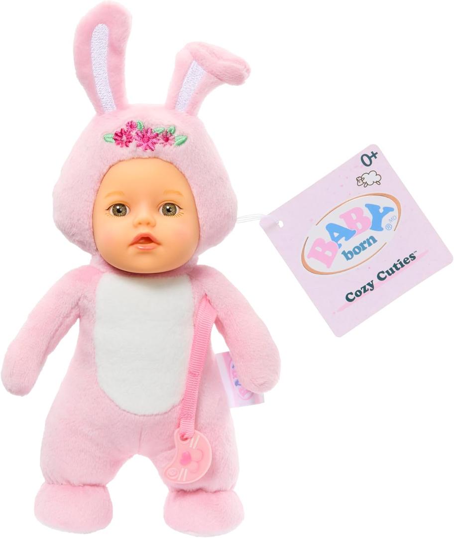 Baby born Cozy Cuties Soft Baby Doll- Bunny with Gray Eyes, Plush Baby Doll for Newborn Babies Ages 0 & Up