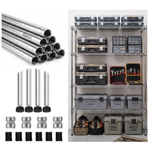 Thyle 4 Pack 74-Inch Wire Shelving Posts with 50 Clip, Chrome Steel, Sliver Heavy-duty 1-inch chrome steel poles assemble quickly and fit most wire shelving racks for stable, adjustable storage