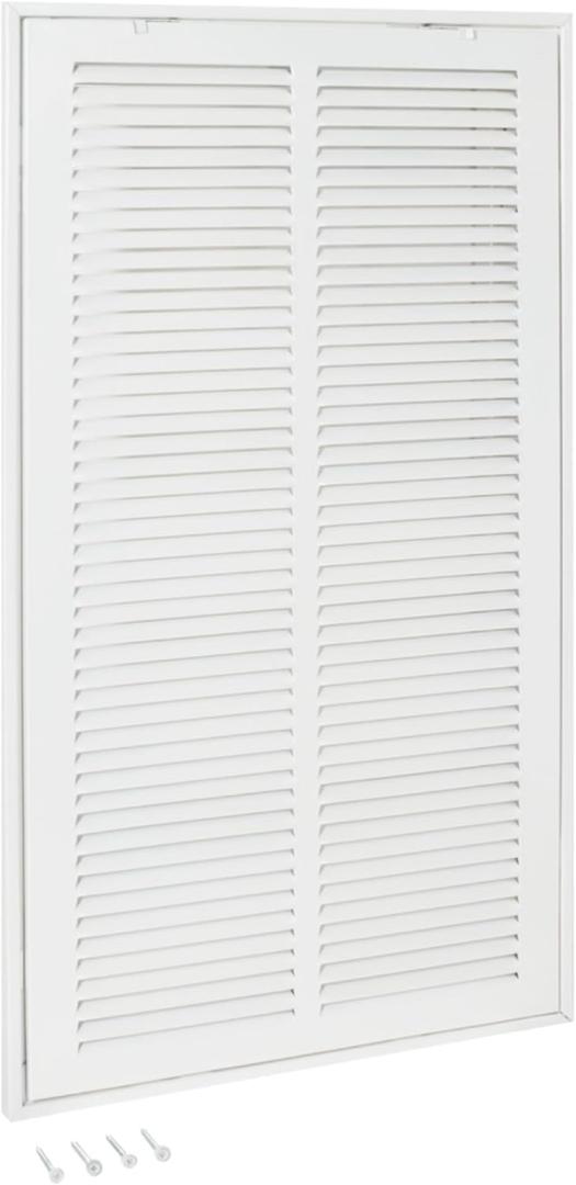 EZ-FLO 12 x 24 Inch (Duct Opening) Return Air Vent Cover for Wall or Ceiling, Solid Steel Return Air Filter Grille, HVAC Vent Cover, White, 61668
