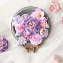 Floroom Mini Artificial Flower Heads Lavender & Purple Fake Peony Daisy Rose Multicolor Small Faux Silk Flower Heads for Cake Craft Garland Wedding Party Graduation Cap DIY Home Decoration, 0.8"-3.6"