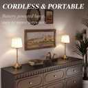 CHLORANTHUS 2 Pack Cordless Table Lamps, 3 Colors Stepless Dimming Fabric Desk Lamp, 6000mAh Rechargeable Battery LED Desk Lamp, Touch Night Light for Bedroom, Dining, Desk, Cafe