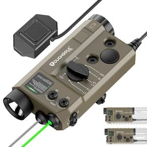Mlok and Picatinny Mounted Tactical Flashlight Green Laser Infrared(IR) Laser 3 in 1 Combo, 1200 Lumen Light with Remote Pressure Switch for Rifle