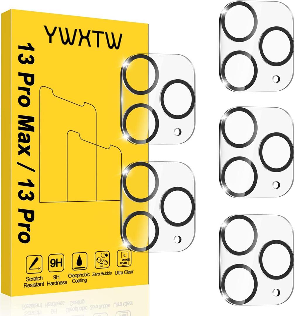 YWXTW [5 Pack] Camera Lens Protector Compatible with iPhone 13 Pro Max 6.7" / 13 Pro 6.1" Tempered Glass, [Night Shooting Mode] Case Friendly, High Definition (Transparent)