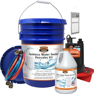 Chromex Tankless Water Heater Flush Kit with Gallon Liquid Descaling Solution and 1/6HP Extra Strength Pump