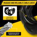 Bike Cable Lock 6FT Long, 4 Digit Resettable Combination Lock, Heavy Duty Steel Cable with Waterproof Vinyl Coating Anti Theft Security Lock for Road Bike E-Bike Scooter Fence Gate Toolbox