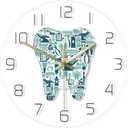 The Geeky Days Dentistry Tooth Wall Clock Dental Care Symbols Acrylic Hanging Clock Battery Quiet Movement Wall Watch Dental Department Decor Wall Sign (Without Light)