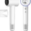 Coolpub High Speed Hair Dryer,150000 RPM Brushless Motor Professional Blow Dryer for Fast Drying,500M Negative Ions Ionic with Magnetic Blow Air Nozzle,Control Quiet Noise, Lightweight for Travel (White)