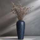 Blue Ceramic Vase, 13" Tall Rustic Terracotta, Blue Pampas Grass Vases, Large Vintage Centerpieces, Pottery for Home Decor, Living Room, Entryway, Table Centerpieces, Kitchen, Housewarming Gifts