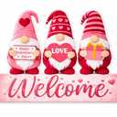 Valentine Gnomes Decorations for Home 9"H Valentines Day Love Gnome Blocks Decor Famhouse Romantic Valentine's Day Gnome Wooden Signs Tabletop Decor for Wedding Anniversary Party Supplies