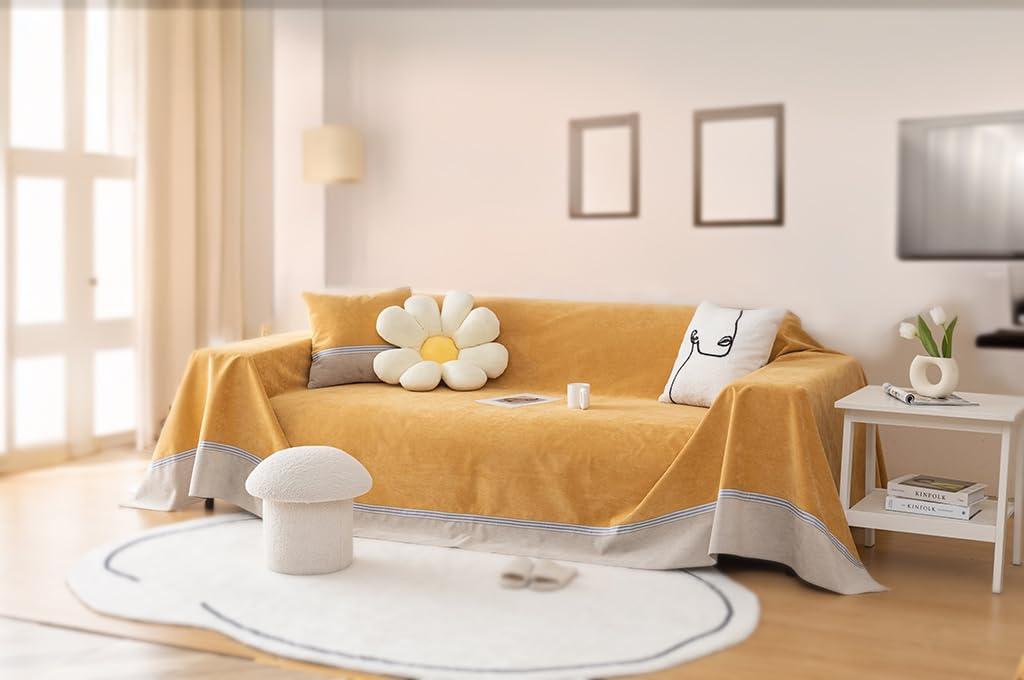 Waterproof & Anti-Slip Sofa Cover - Cat & Dog Claw-Resistant Furniture Protector, Stylish Scratchproof Couch Cover for Pets, Universal Fit Most Couche(XLarge,78"X118") (Turmeric Yellow)