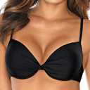 RELLECIGA Women's Underwire Bikini Top (Medium, Black)