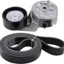 Accessory Drive Belt Tensioner Assembly with Pulley and Serpentine Belt for Dodge Ram 2500 3500 5.9L 1994-2002