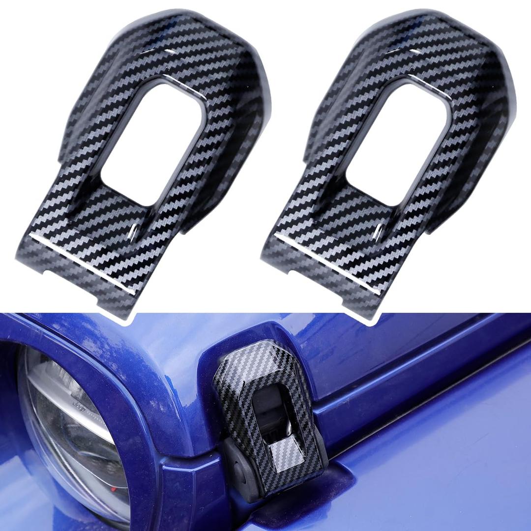 Barong for Jeep Wrangler 2018-2022 Accessories Hood Latch Lock Catch Brackets Cover Carbon Fiber Pattern