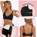 Deep V Bra Low Cut Sexy Push Up Bralettes for Women Padded Comfy Smoothing Wireless Lifting Bras Seamless Bralette (Black, L)