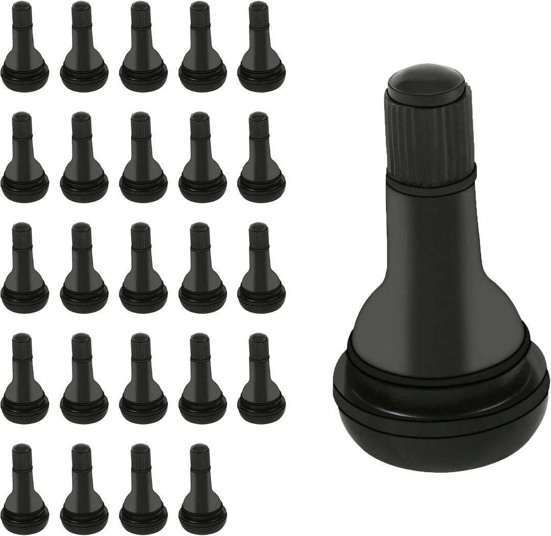 CDWTPS TR415Tire Valve Stem, Rubber Snap-in Short Black Tire Valve Stem for Tubeless 0.453 Inch 11.5mm Rim Holes on Standard Vehicle Tires(25pcs/Bag)