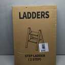 2 Step Lightweight Aluminum Folding Ladder, Portable Step Stool with Anti-Slip Pedals, 330 lbs Capacity for Home, Office, KitchenWhite&Woodgrain