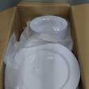 FLOWERCAT 100PCS White Plastic Plates-Heavy Duty White Disposable Plates for Christmas/Easter/Party/Wedding -Serve 50 guests 10.25inch & 7.5inch