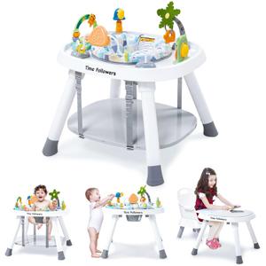 Time Followers Baby Activity Center | 3-Stage 4Modes Activity Center & Play Table | Montessori-Inspired Design | Exersaucer, Jumper & Bouncer for Baby Ages 6M+ (White)