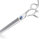 JASON 7" 50 Teeth Thinning Dog Grooming Blending Scissor, Ergonomic Pet Grooming Thinner Blender Shears Cat Trimming Texturizing Kit with Offset Handle and a Jewelled Screw 30% Thinning Rate Christmas